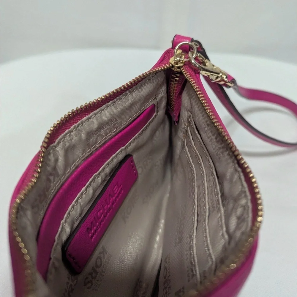 Michael Kors Fulton Pebbled Leather Wristlet Mini Bag Pink Gold 38T1CFTW1L